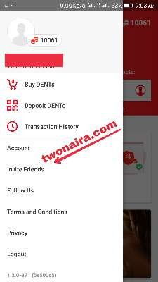 Invite friends to download dent app Get referral link