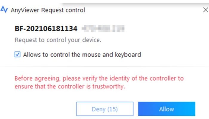 Anyviewer request control